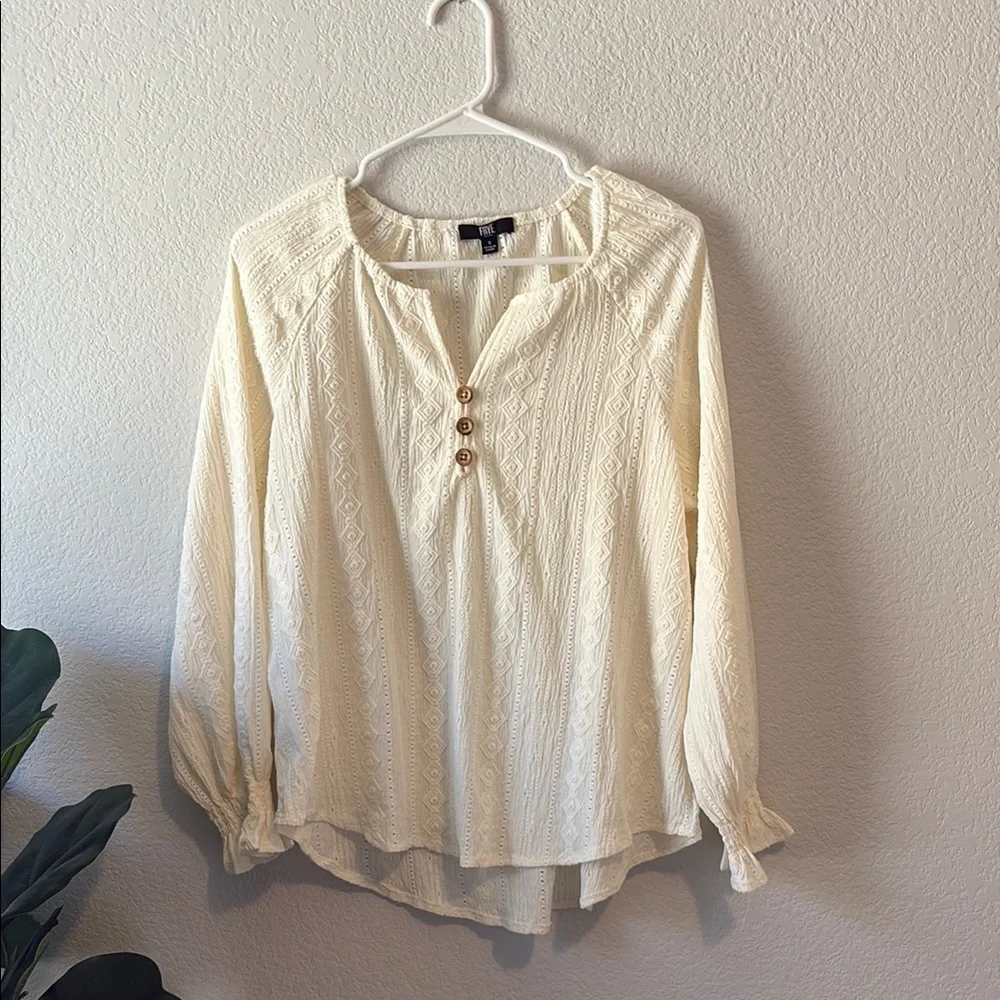 Frye Ivory Button-Accent peasant Blouse - Picture 1 of 7